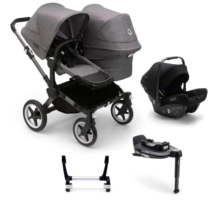 Bugaboo Donkey 5 Duo Complete + Turtle Air Travel System -  Grey Melange