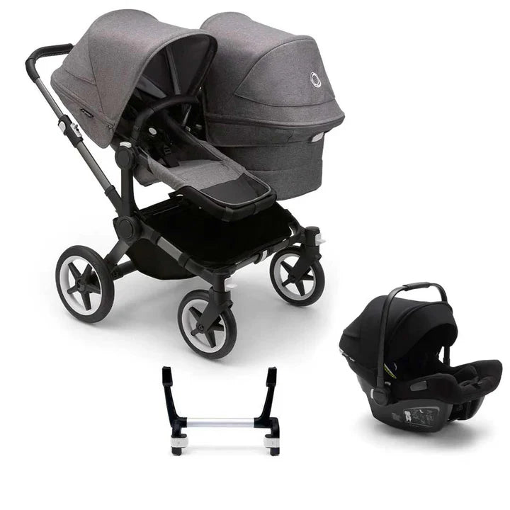 Bugaboo Donkey 5 Duo Complete + Turtle Air Travel System -  Grey Melange