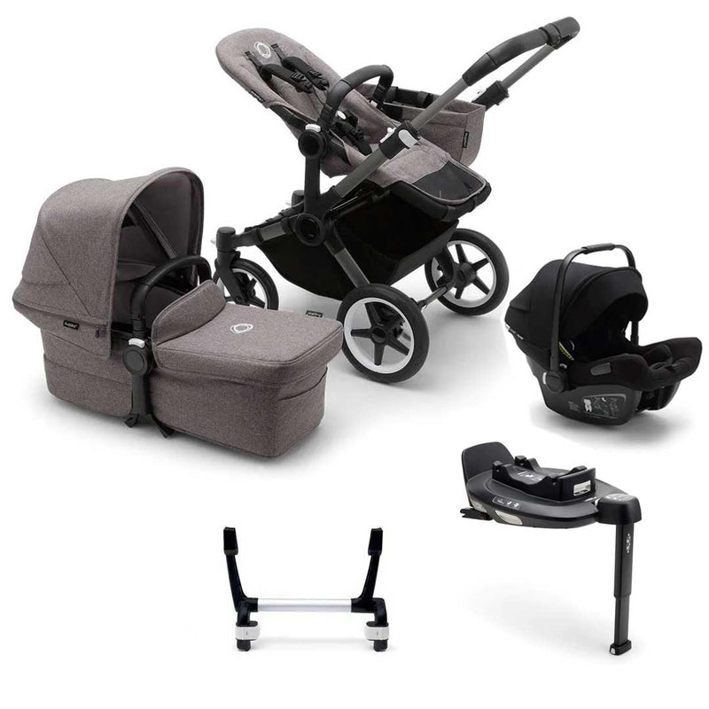 Bugaboo Donkey 5 Mono Complete + Turtle Air Travel System -  Grey Melange