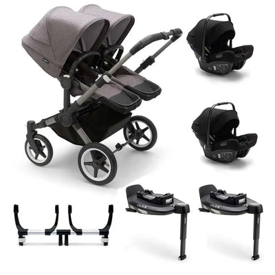 Bugaboo Donkey 5 Twin Complete + Turtle Air Travel System - Grey Melange