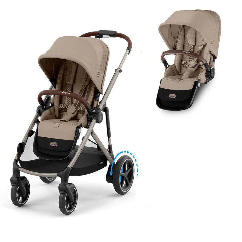Cybex eGazelle S Double Pushchair (2 seats) - Almond Beige