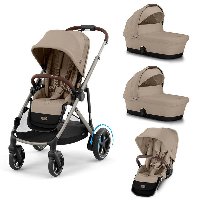 Cybex eGazelle S Twin Bundle (2 seats, 2 carrycots) - Almond Beige