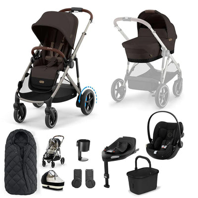 CYBEX e-Gazelle S + Cloud G Travel System - Chocolate Brown