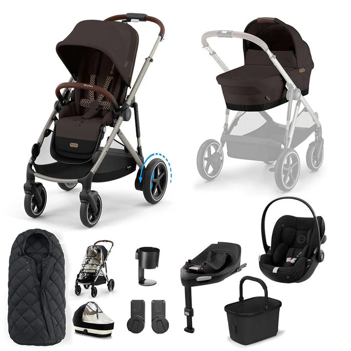 CYBEX e-Gazelle S + Cloud G Travel System - Chocolate Brown