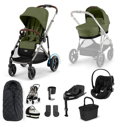 CYBEX e-Gazelle S + Cloud G Travel System - Moss Green