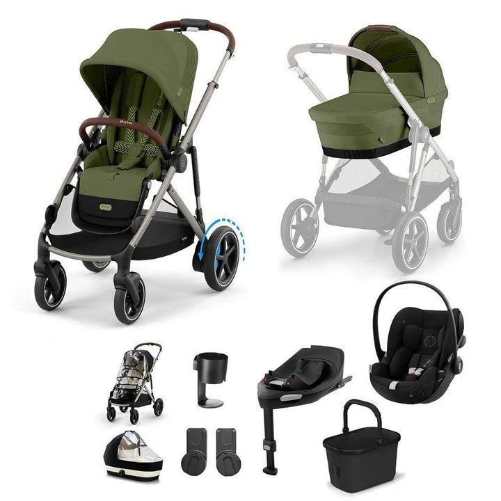 CYBEX e-Gazelle S + Cloud G Travel System - Moss Green