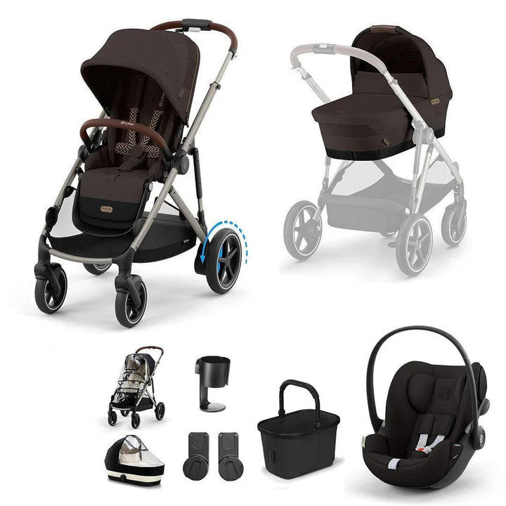CYBEX e-Gazelle S + Cloud G Travel System - Chocolate Brown