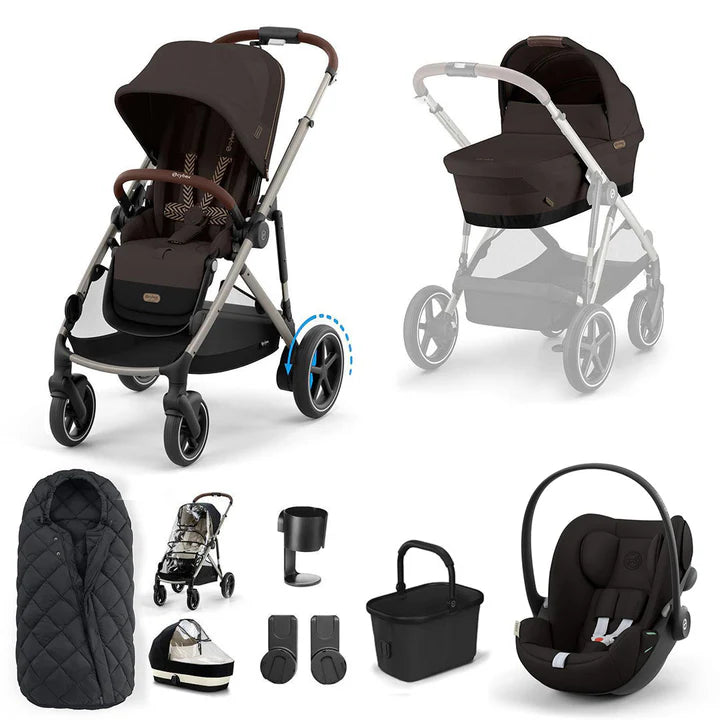CYBEX e-Gazelle S + Cloud G Travel System - Chocolate Brown