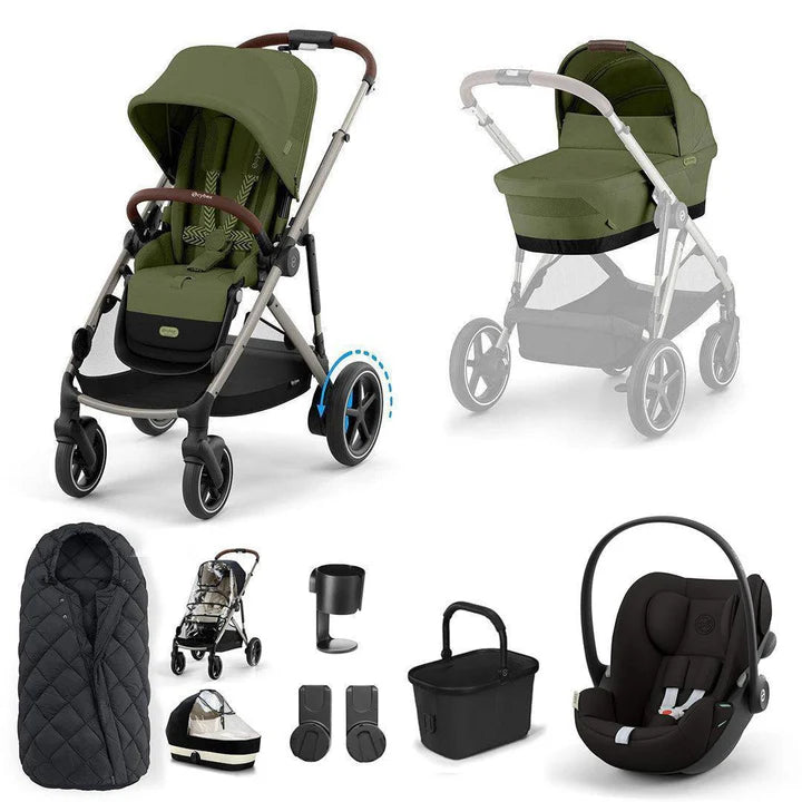 CYBEX e-Gazelle S + Cloud G Travel System - Moss Green