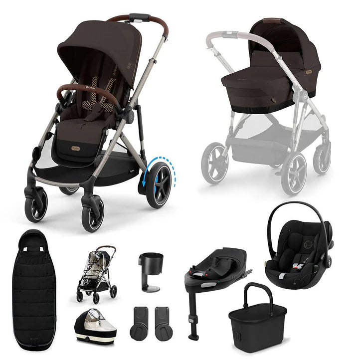 CYBEX e-Gazelle S + Cloud G Travel System - Chocolate Brown