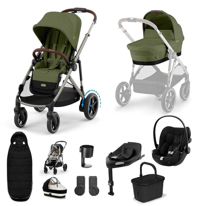 CYBEX e-Gazelle S + Cloud G Travel System - Moss Green