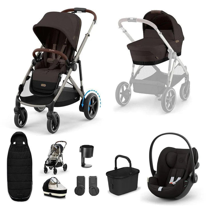 CYBEX e-Gazelle S + Cloud G Travel System - Chocolate Brown