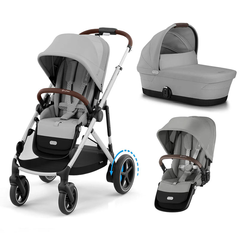 Cybex eGazelle S Twin/Double Bundle (2 seats, 1 carrycot) - Stone Grey