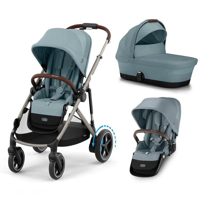 Cybex eGazelle S Twin/Double Bundle (2 seats, 1 carrycot) - Stormy Blue