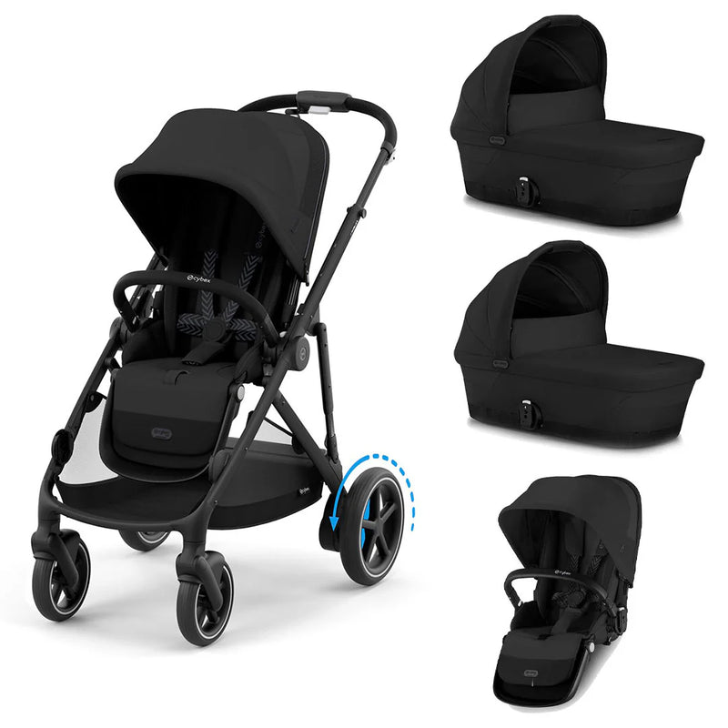 Cybex eGazelle S Twin(2 seats, 2 carrycots) - Moon Black