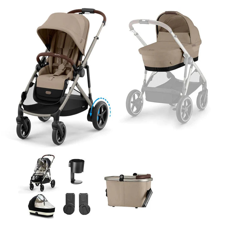 CYBEX e-Gazelle S Essential Pushchair Bundle - Almond Beige