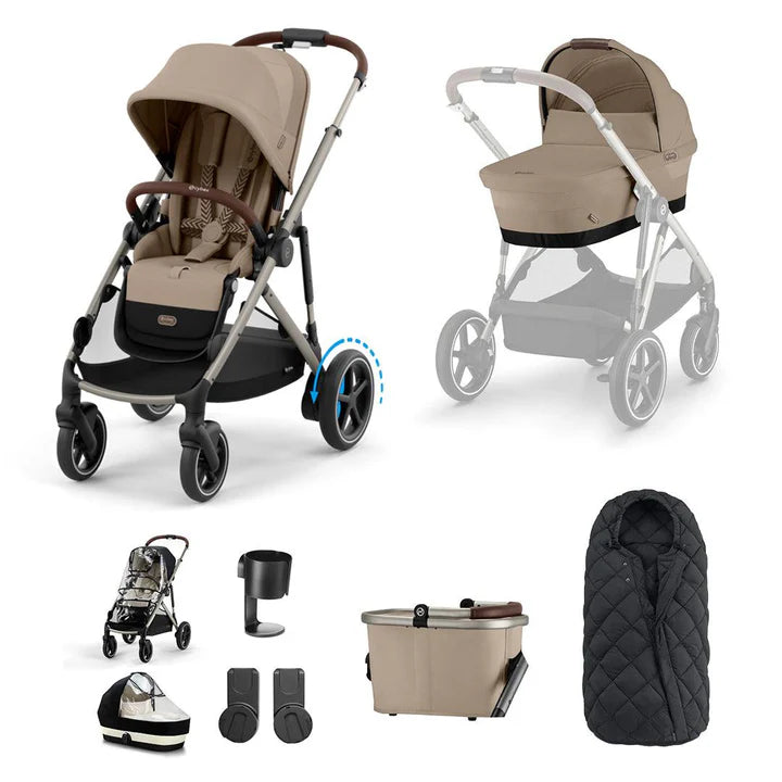 CYBEX e-Gazelle S Essential Pushchair Bundle - Almond Beige
