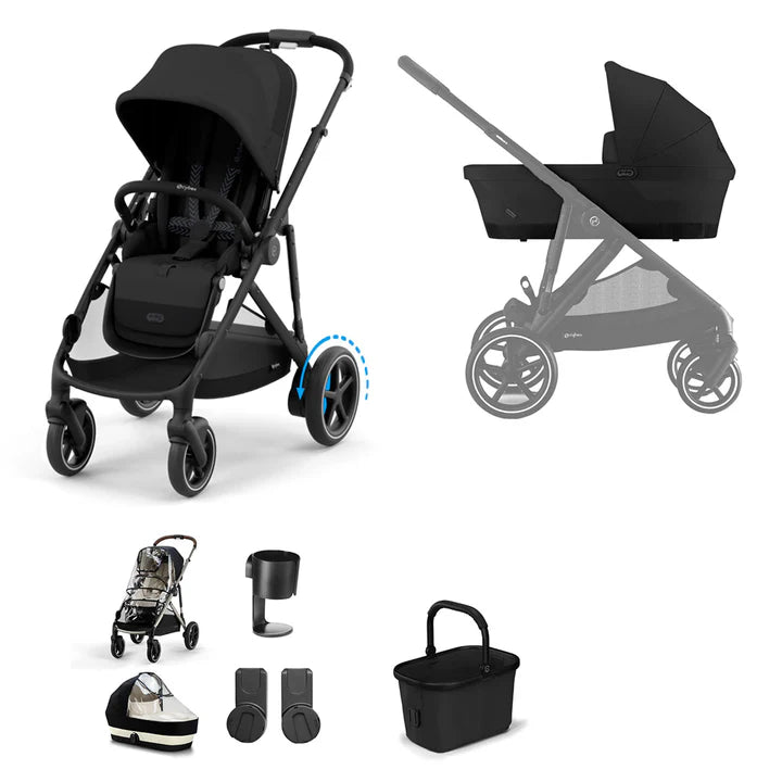 CYBEX e-Gazelle S Essential Pushchair Bundle - Moon Black