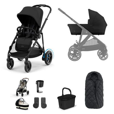 CYBEX e-Gazelle S Essential Pushchair Bundle - Moon Black
