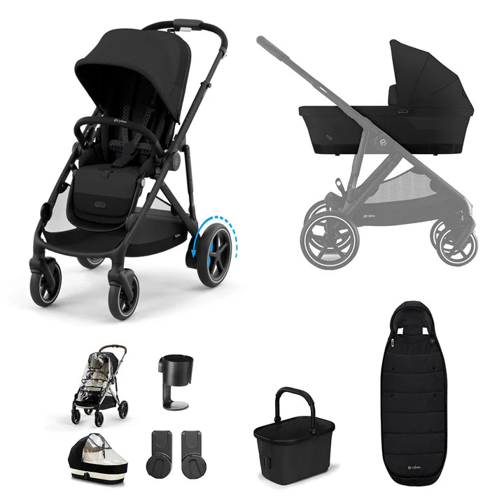 CYBEX e-Gazelle S Essential Pushchair Bundle - Moon Black