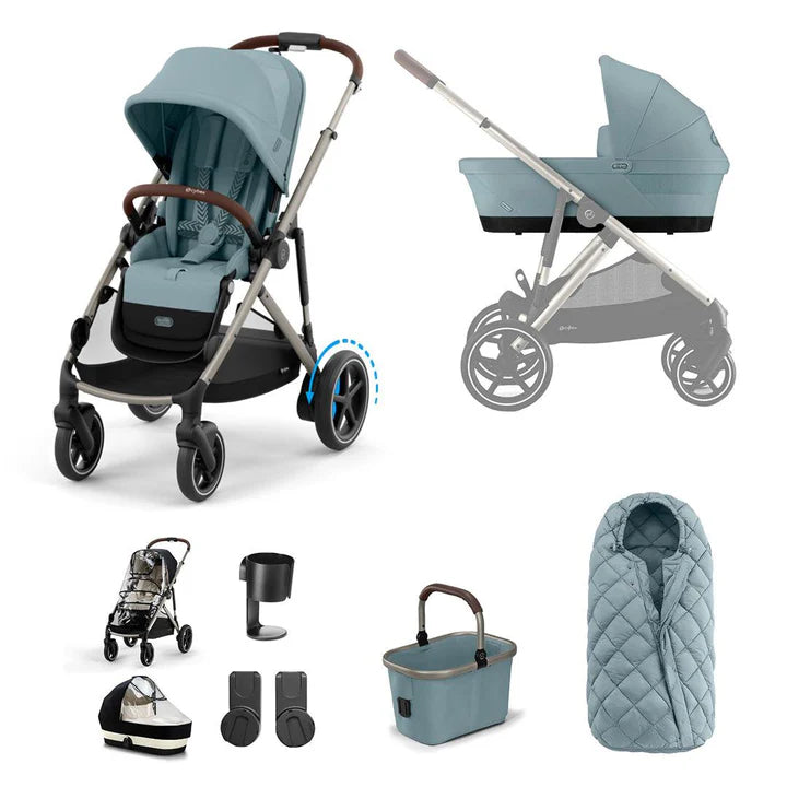 CYBEX e-Gazelle S Essential Pushchair Bundle -  Stormy Blue