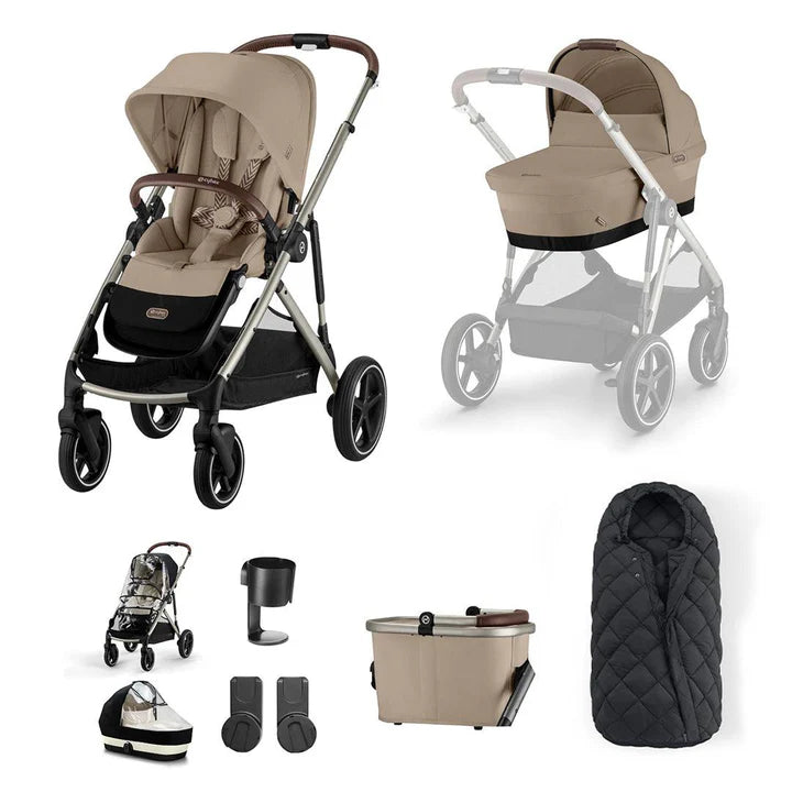 CYBEX Gazelle S Essential Pushchair Bundle - Almond Beige