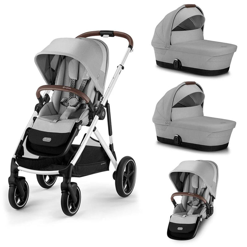 CYBEX Gazelle S Twin Bundle (2seats, 2 carrycots) - Stone Grey