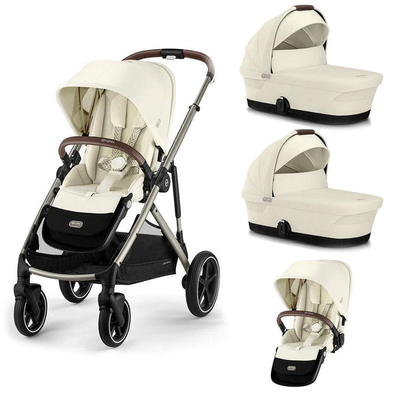 CYBEX Gazelle S Twin Bundle (2 seats, 2 carrycots) - Seashell Beige