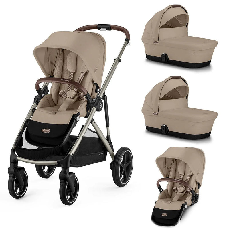 CYBEX Gazelle S Twin Bundle (2 seats, 2 carrycots)- Almond Beige