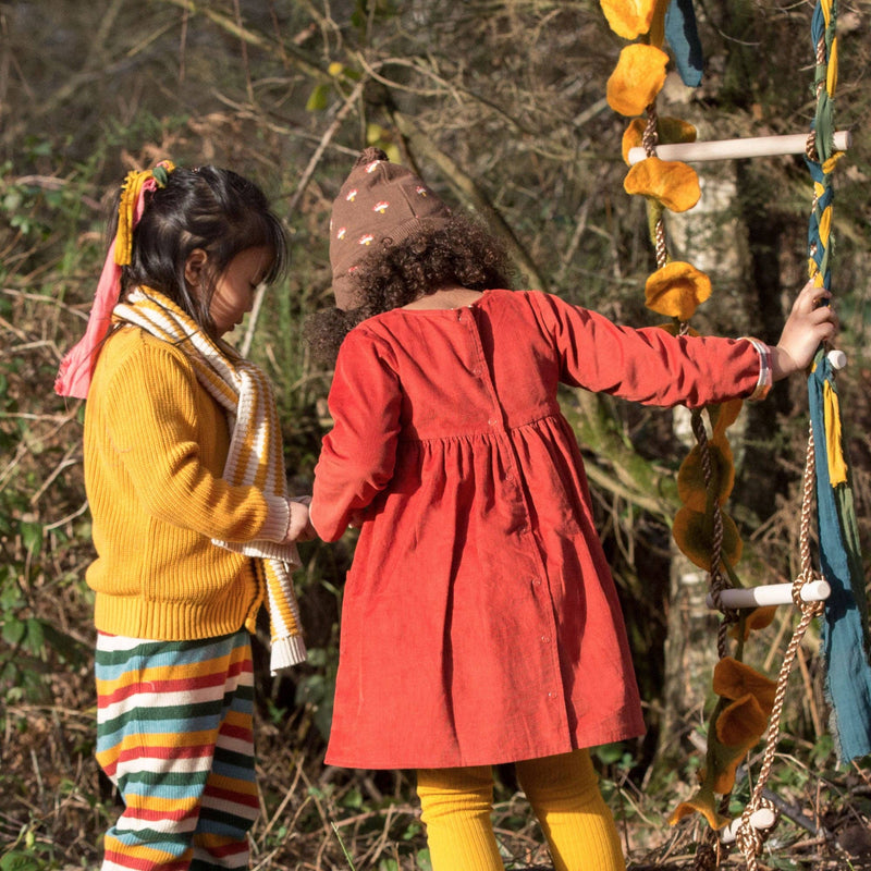 Little Green Radicals - Burnt Ochre Day After Day Reversible Corduroy Pocket Dress