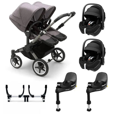Bugaboo Donkey 5 Twin Complete + Pebble 360 Pro 2 Travel System - Grey Melange