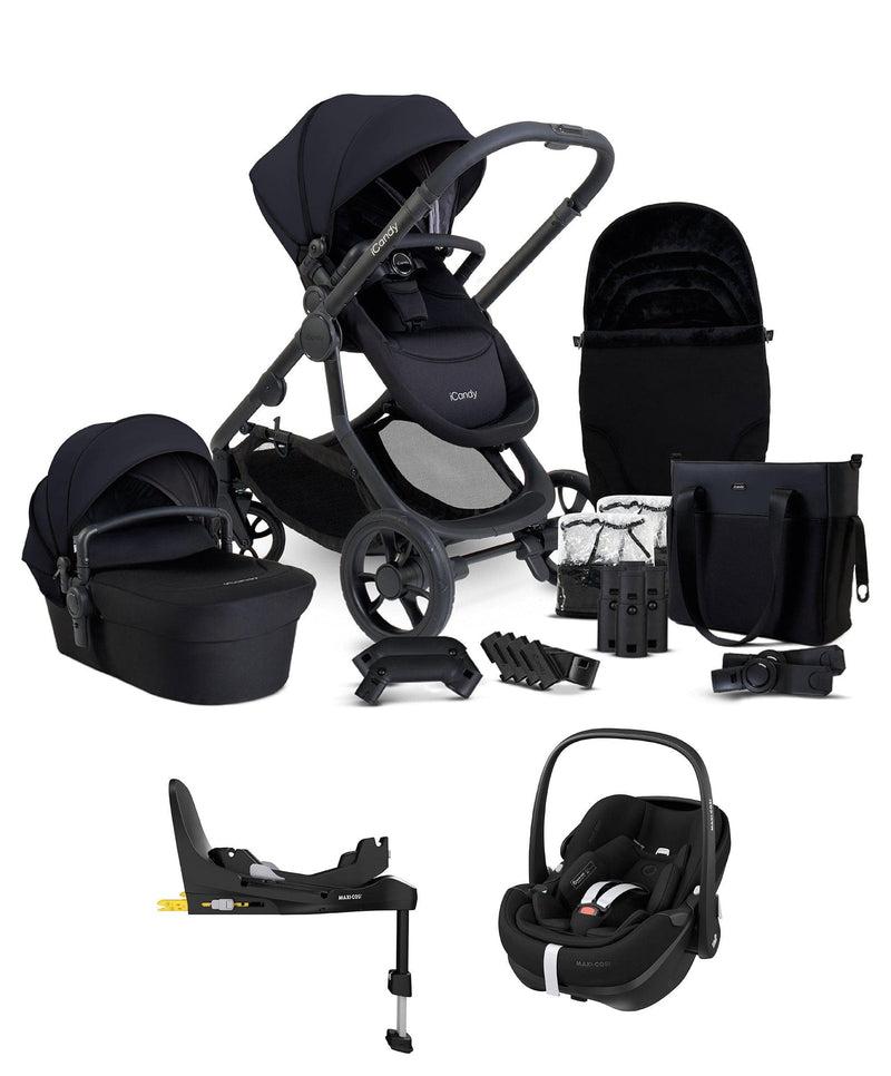 iCandy Orange 4 Pushchair Bundle with Maxi-Cosi Pebble 360 Pro Car Seat & Base - Black