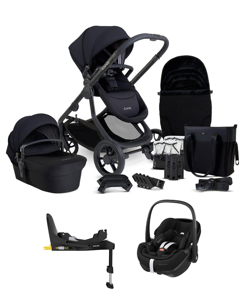 iCandy Orange 4 Pushchair Bundle with Maxi-Cosi Pebble 360 Pro Car Seat & Base - Black