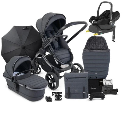 iCandy Peach 7 Maxi Cosi Cabriofix i-Size Travel System Bundle -  Dark Grey