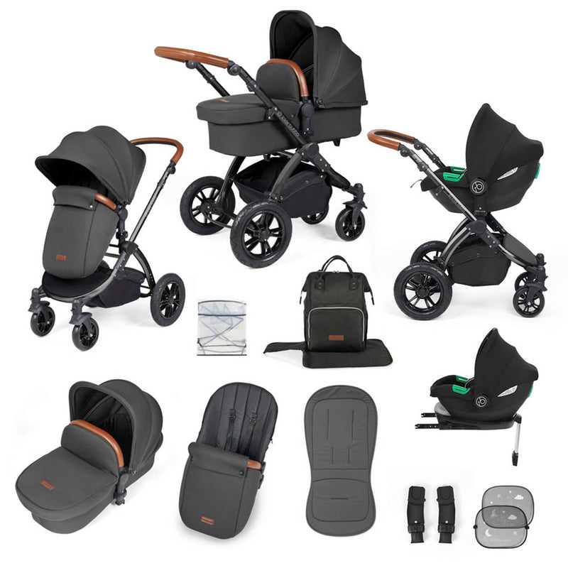 Ickle Bubba Stomp Luxe Cirrus Travel System - Black/Charcoal Grey/Tan