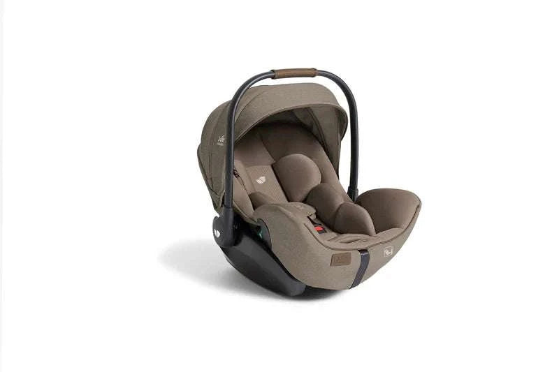 Joie Finiti Flex infant car seat in maple brown with ergonomic design and adjustable handle