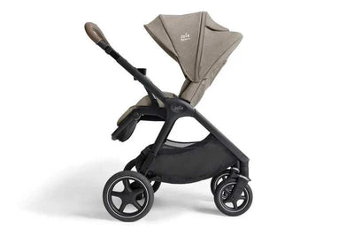 Joie Finiti Flex travel pram in maple with multi-position seat, storage basket, and puncture-proof wheels
