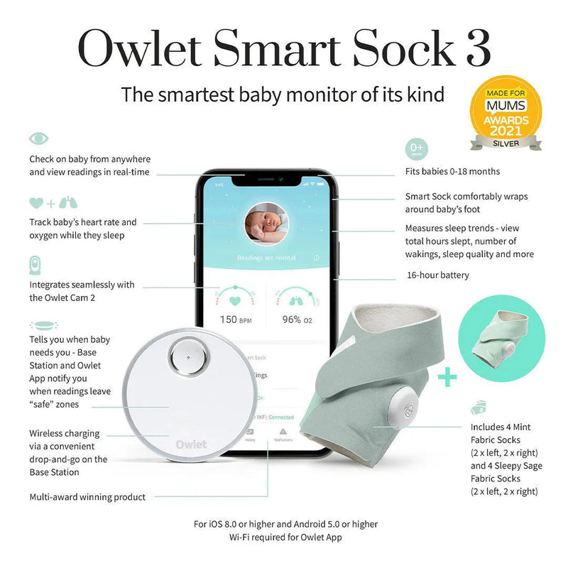 Owlet Smart Sock 3 Bundle - Sleepy Sage