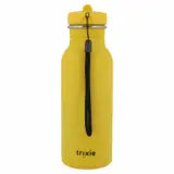Yellow stainless steel water drinking bottle for kids with animal face design and leakproof cap, 500ml capacity