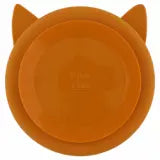 Orange silicone divided suction plate for toddlers with animal ears design