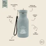 Trixie 350ml stainless steel kids water bottle with shark design, leakproof and lightweight.