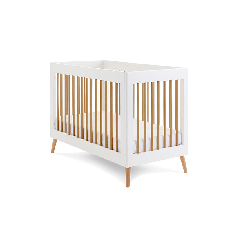 Obaby Maya Mini Cot Bed 2 Piece Room Set - White with Natural