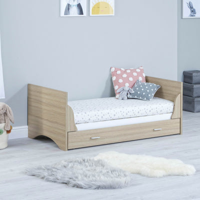 Babymore Veni Cot Bed With Drawer -  White Oak