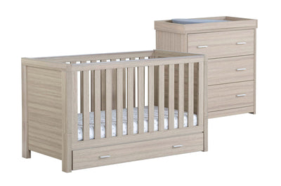 Babymore Luno Oak Room Set 2 piece - Cot Bed with drawer & Chest