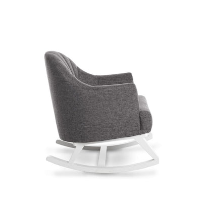 Obaby Round Back Rocking Chair - WHITE WITH GREY CUSHIONS