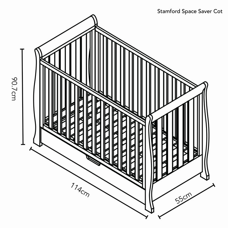 Obaby Stamford Space Saver Cot & Cot Top Changer - WHITE
