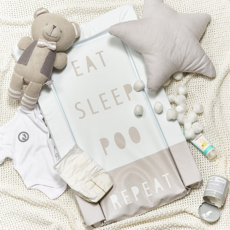 Obaby Changing Mat – Eat Sleep Repeat Grey