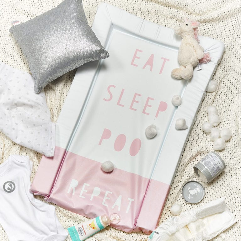 Obaby Changing Mat – Eat Sleep Repeat Pink