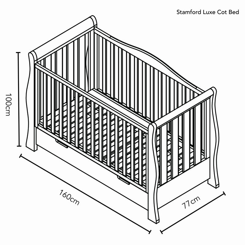 Obaby Stamford Luxe Cot Bed - WHITE