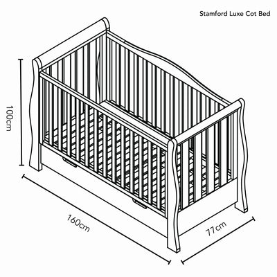 Obaby Stamford Luxe Cot Bed - WARM GREY